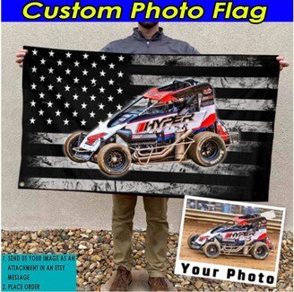 Speedcar Midget Car Racing Personalized Flag, Gift For Guys, Late Models, Sprint Car, Dirt Track Racer, Flag | Americanflag02