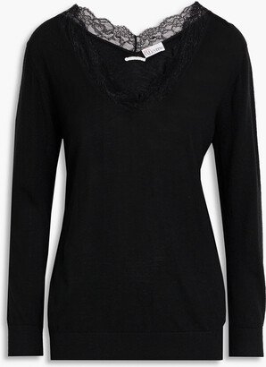 Lace-trimmed wool and cashmere-blend sweater