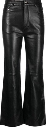 Mid-Rise Leather Flared Trousers