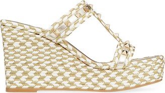 Rockstud Silk Torchon Wedge Sandals 90mm