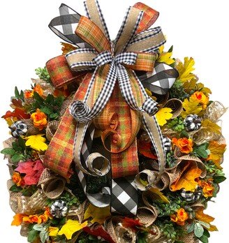 Fall Farmhouse Front Door Wreath Pumpkins