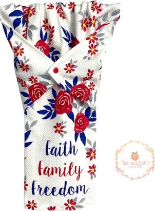 Patriotic Kitchen Hand Towel, Red White & Blue Decor, Stay Put Towels, Dish Drying Towel-AA