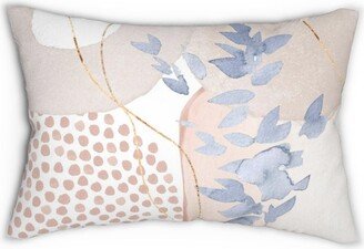 Throw Lumbar Pillow | Abstract Beige Cream, Blush Pink, Pale Blue Floral Watercolor Decorative Zippered Stuffed Insert