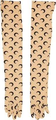 Crescent Moon Print Long Gloves-AA