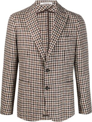 Check-Pattern Long-Sleeve Blazer