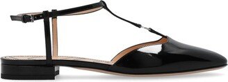 Rounded-Toe Ankle Strapped Ballet Flats