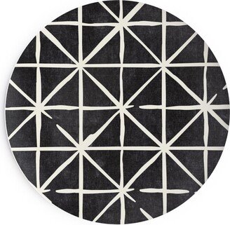 Salad Plates: Geometric Triangles - Distressed Geometric Salad Plate, Black