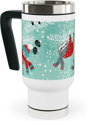 Travel Mugs: Snowy Sloths - Multi Travel Mug With Handle, 17Oz, Multicolor
