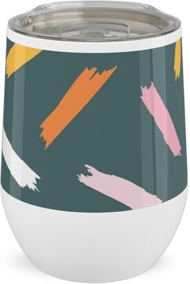 Travel Mugs: Fun With Paint - Dark Blue Stainless Steel Travel Tumbler, 12Oz, Multicolor