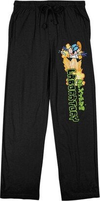 Dexter's Laboratory Logo Men's Black Sleep Pajama Pants-Large