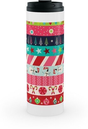 Travel Mugs: Washi Christmas Stainless Mug, White, 16Oz, Multicolor