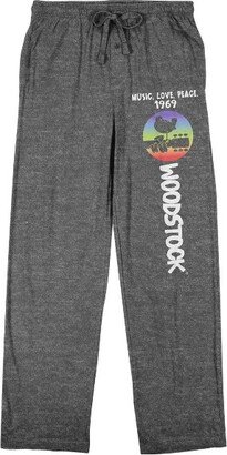 Woodstock Festival Grounds Men's Gray Heather Sleep Pajama Pants-Medium