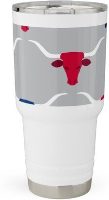 Travel Mugs: Longhorns - Silver Travel Tumbler, 30Oz, Multicolor