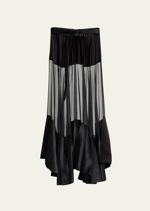 Leather Belted Pleated Maxi Skirt