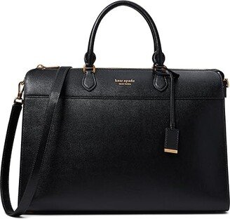 Morgan Saffiano Leather Laptop Bag (Black) Briefcase Bags