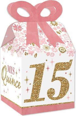 Big Dot of Happiness Mis Quince Anos - Square Favor Gift Boxes - Quinceanera Sweet 15 Birthday Party Bow Boxes - Set of 12