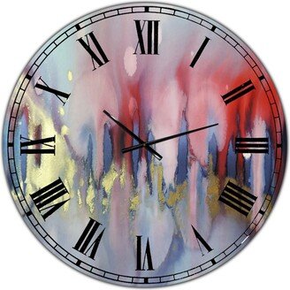 Designart Chinook Composition of Red Blue and Yellow Oversized Modern Wall Clock - 36 x 36