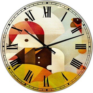 Designart Young Man with Red Bird Large Mid-Century Wall Clock - 36