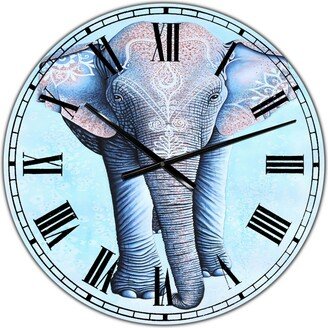 Designart Painted Asian Elephant Large Cottage Wall Clock - 36