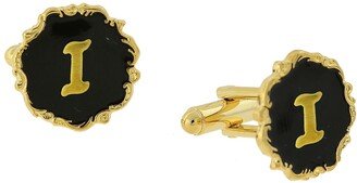 Jewelry 14K Gold-Plated Enamel Initial I Cufflinks