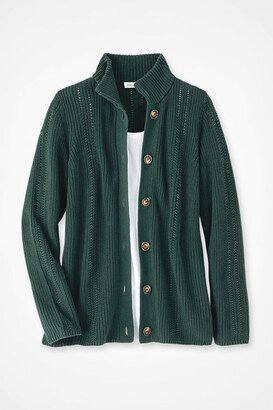 Women's Shaker Detail Button Cardigan - Forest - PS - Petite Size