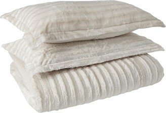 Gracie Mills Duke Faux Fur Comforter Mini Set, Champagne - California King