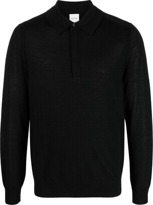 Button-Up Merino-Wool Polo Shirt-AA