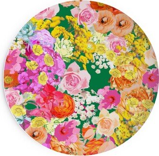 Salad Plates: Summer Bright Floral - Kelly Green Salad Plate, Pink