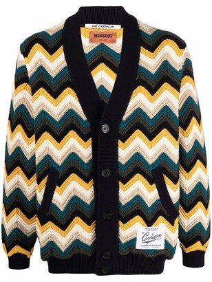 V-neck chevron knit cardigan