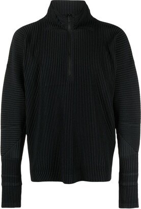 Technical-Pleated Half-Zip Jumper