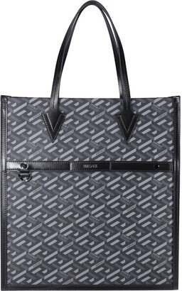 Greca Signature Pattern Top Handle Tote Bag