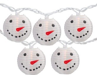 Northlight 10-Count White Snowman Paper Lantern Christmas Lights 8.5ft White Wire