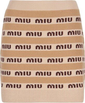 High Waist Logo Jacquard Mini Skirt-AA