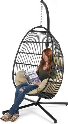 Jumbo Hanging Swing Basket Egg Chair with Stand