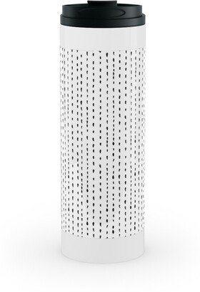 Travel Mugs: Woodland - Little Dots Of Stripes - Black And White Stainless Mug, White, 16Oz, White