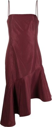 Asymmetric Taffeta Midi Dress