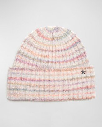 Star Dyed Striped Knit Beanie