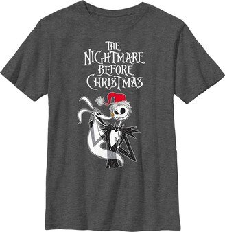 Boy's The Nightmare Before Christmas Jack Skellington Santa Hat Logo Child T-Shirt