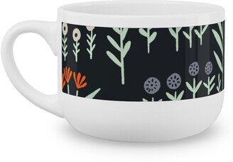 Mugs: Delicate Floral - Orange And White Latte Mug, White, 25Oz, Black