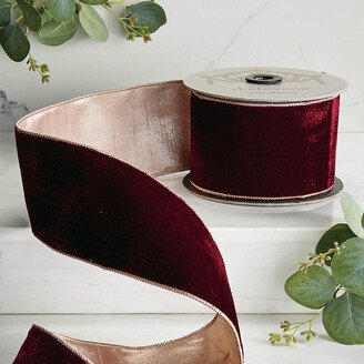 Burgundy Velvet Ribbon with Rose Gold Back