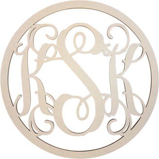 Monogram, Circle 3 Letter Vine Framed Wood Letter, Monogram Font