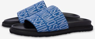 All-over Logo Denim Slide Sandals