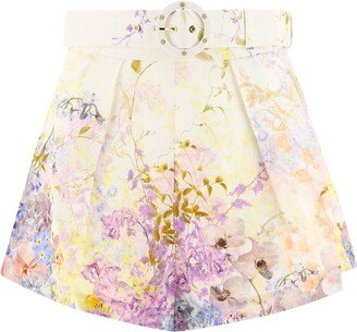 Floral Printed Belted Shorts