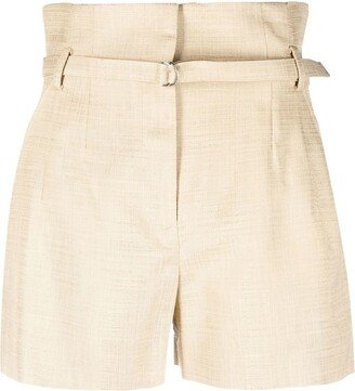 High-Waist Belted Mini Shorts