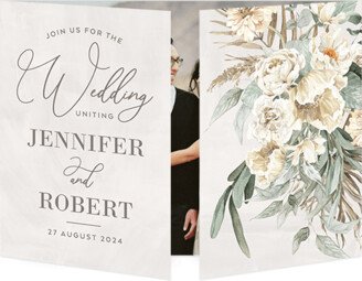 Wedding Invitations: Fresh And Floral Wedding Invitation, Beige, Gate Fold, Matte, Folded Smooth Cardstock, Square