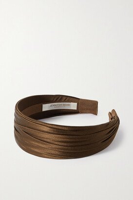 Natasha Gathered Satin Headband - Brown