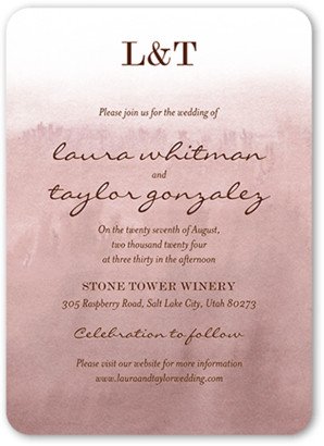 Wedding Invitations: Earthy Colors Wedding Invitation, Pink, 5X7, Matte, Signature Smooth Cardstock, Rounded