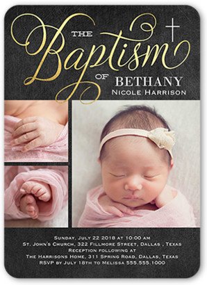 Baptism Invitations: Special Christening Baptism Invitation, Grey, Standard Smooth Cardstock, Rounded