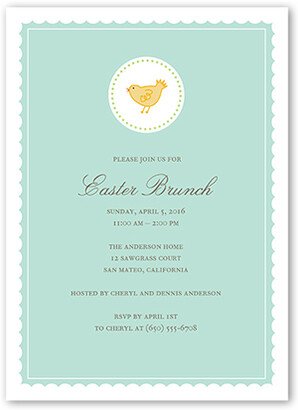 Easter Invitations: Chique Chick Easter Invitation, Blue, Luxe Double-Thick Cardstock, Square