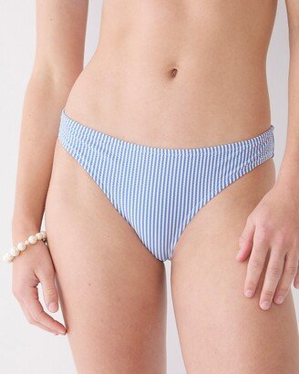 Hipster full-coverage bikini bottom in seersucker stripe